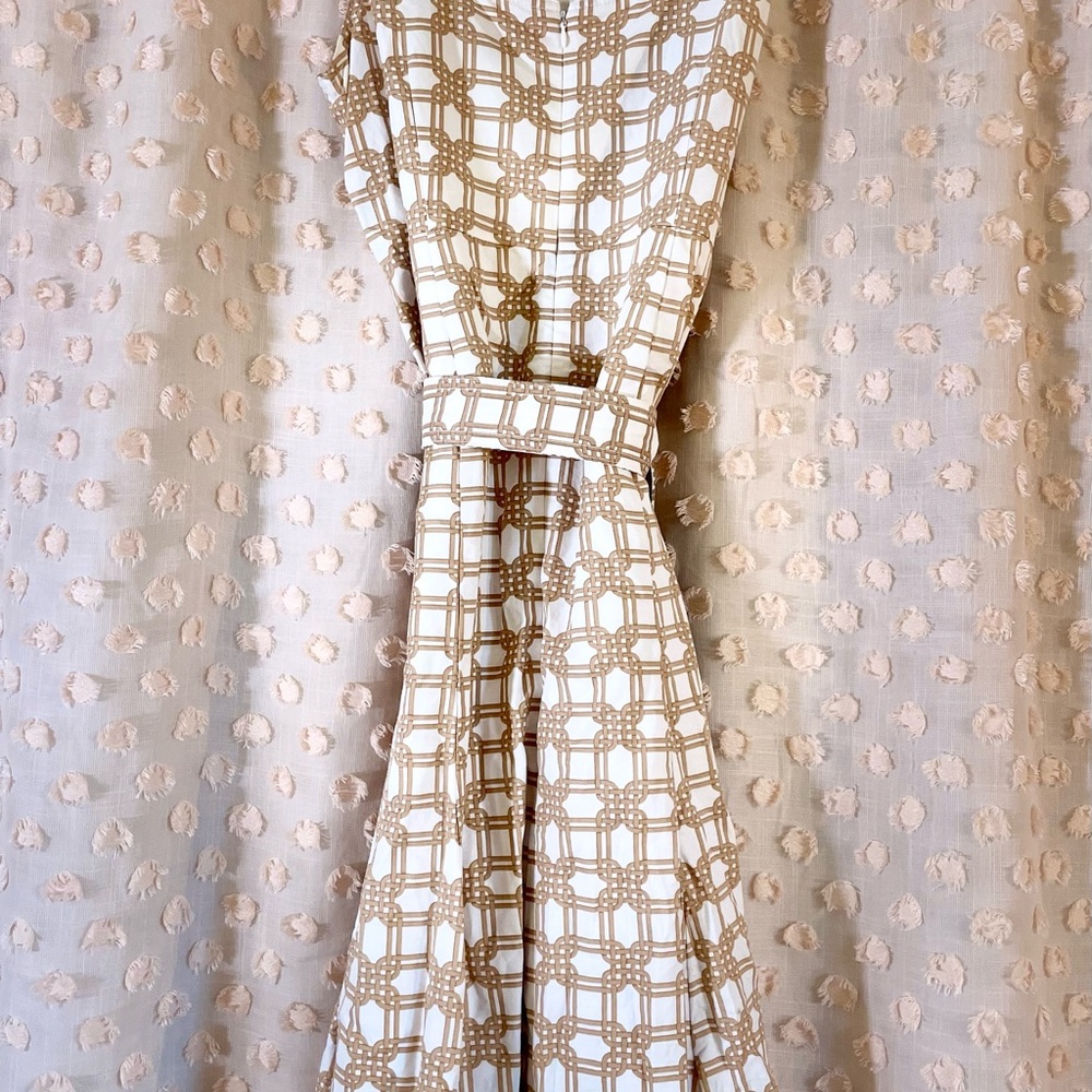 Ann Taylor Cream and Gold Midi Dress